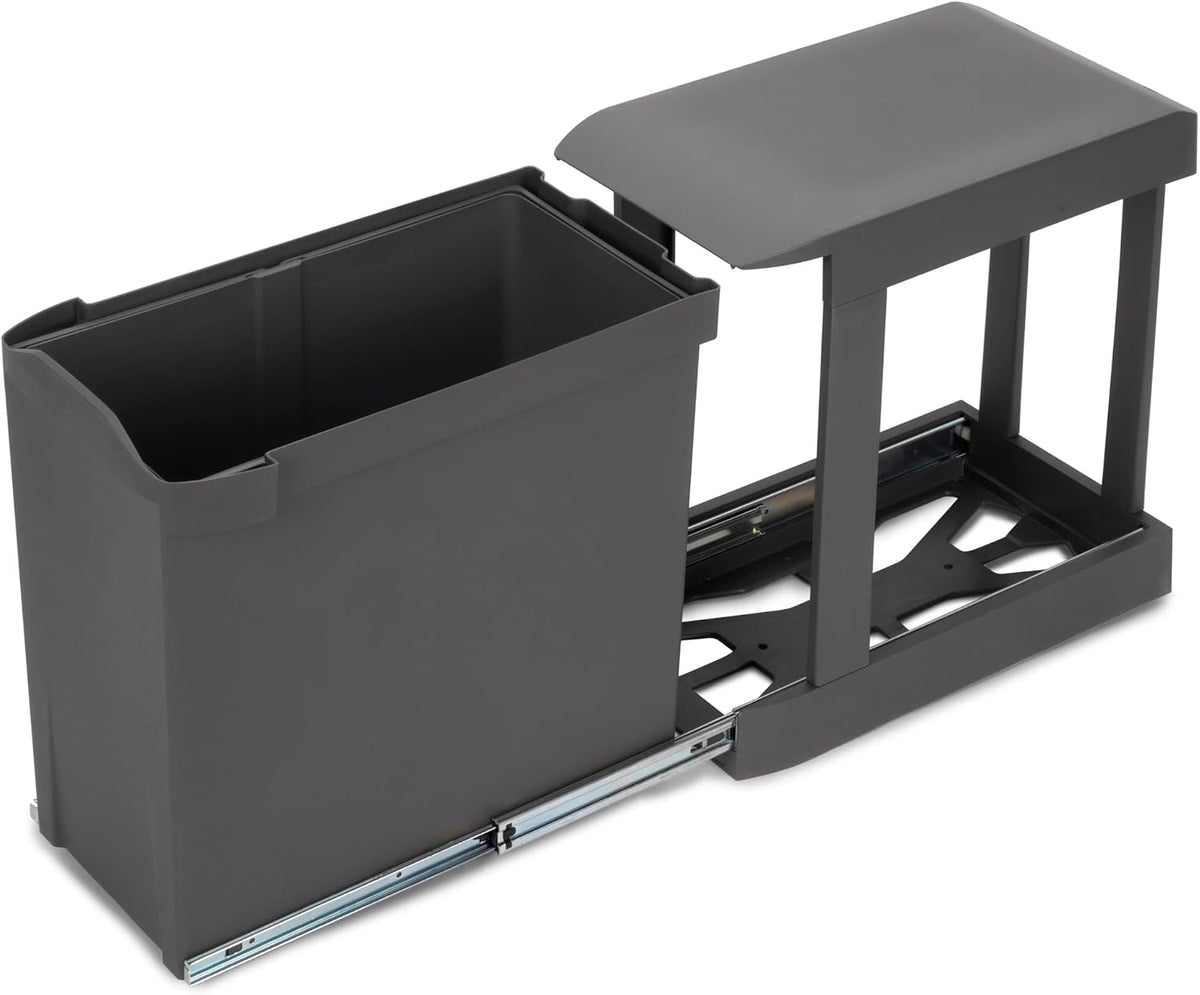 Bac à ordures de cuisine, Acier et Plastique, Poubelles de recyclage pour la cuisine, 260 mm, Emuca, 451 mm, 441 mm, 472 mm, 445 mm, 40 cm, 30L