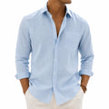 Chemise homme M en tissu bleu ciel à manches longues coupe droite