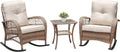 Fauteuil, 5 mm, ensemble de 2 chaises à bascule et table basse en verre trempé pour jardin, ART TO REAL, 84 cm, 72 cm, 89 cm, 50 cm, porche
