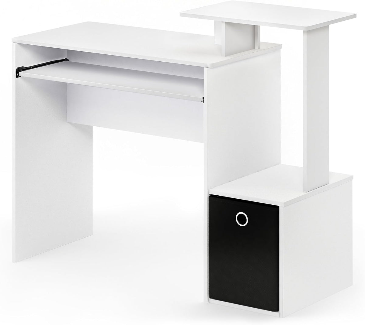 Furinno Bureau, Bois, Blanc/Noir, portable, Taille Unique