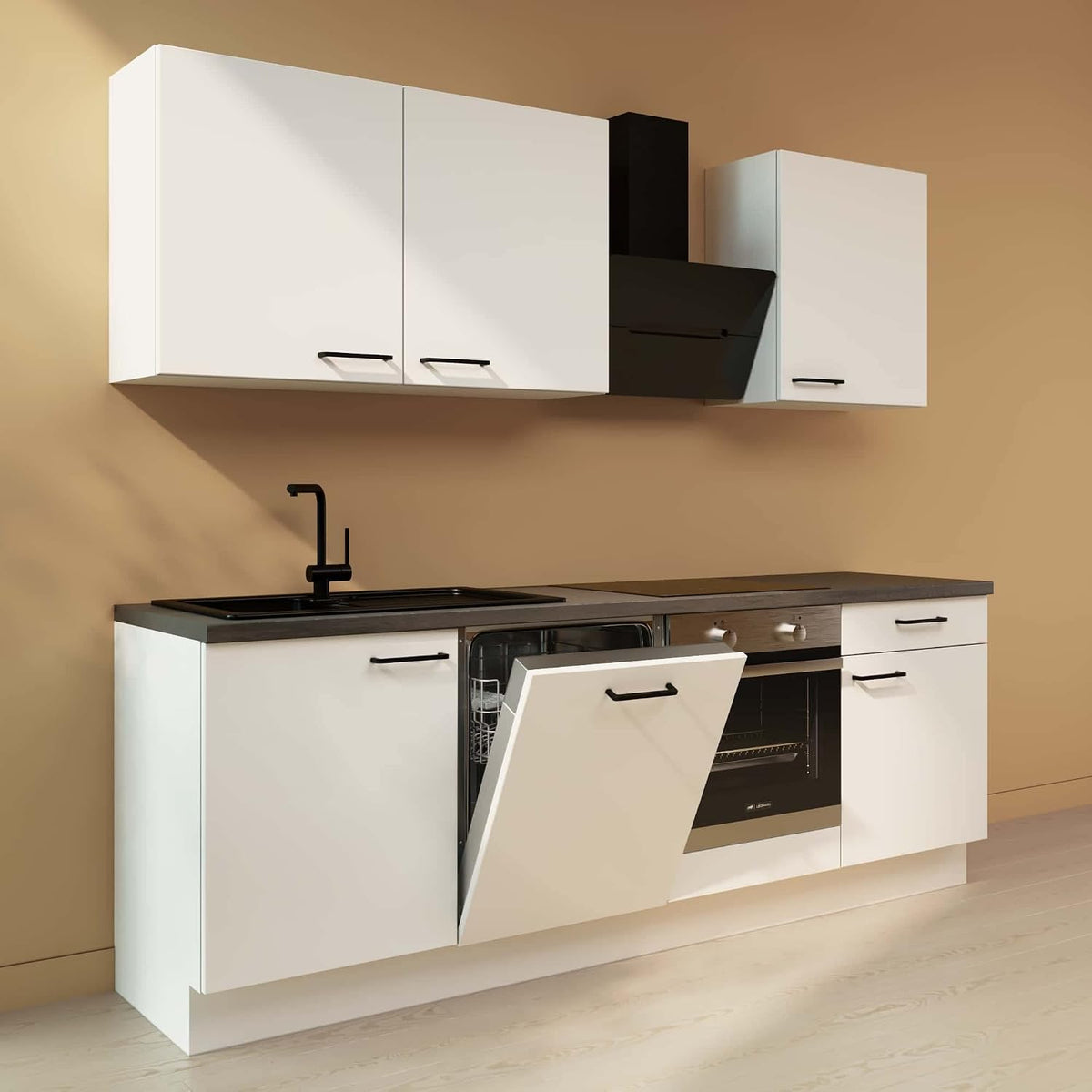 Wallers Plaque de cuisson, 240 cm, 600 × 350 × 720 mm, 600 × 580 × 720 mm, 38 mm, 19mm, 3, 8cm, 4 foyers, 2 étagères