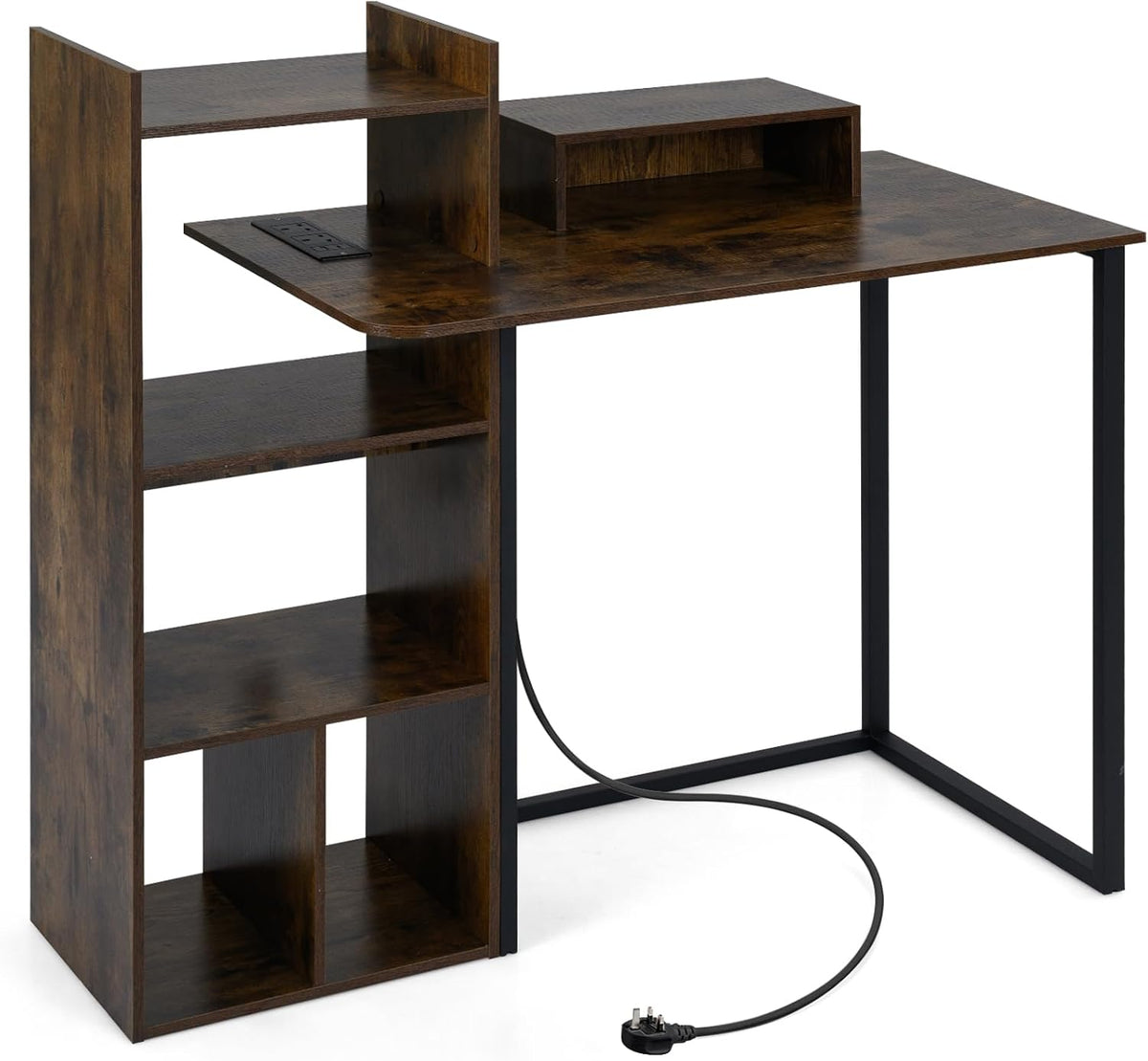 CASART Bureau, table de travail moderne pour ordinateur portable, 110 cm, 3 niveaux, écriture
