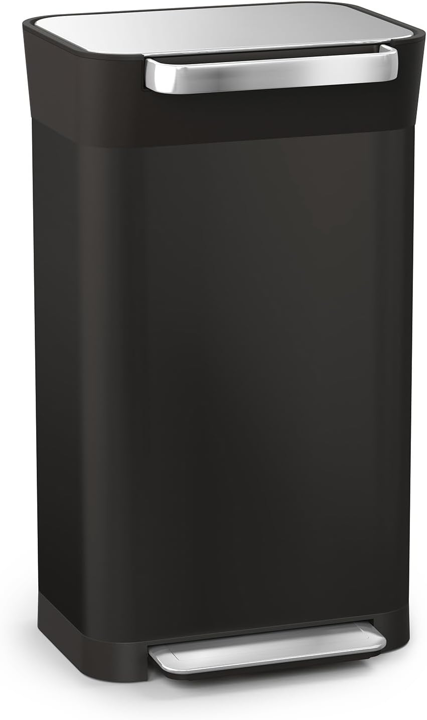 Joseph Joseph Bac à ordures de cuisine, Poubelle de Cuisine avec filtre anti-odeurs, acier inoxydable, 90L, 30L, Noir