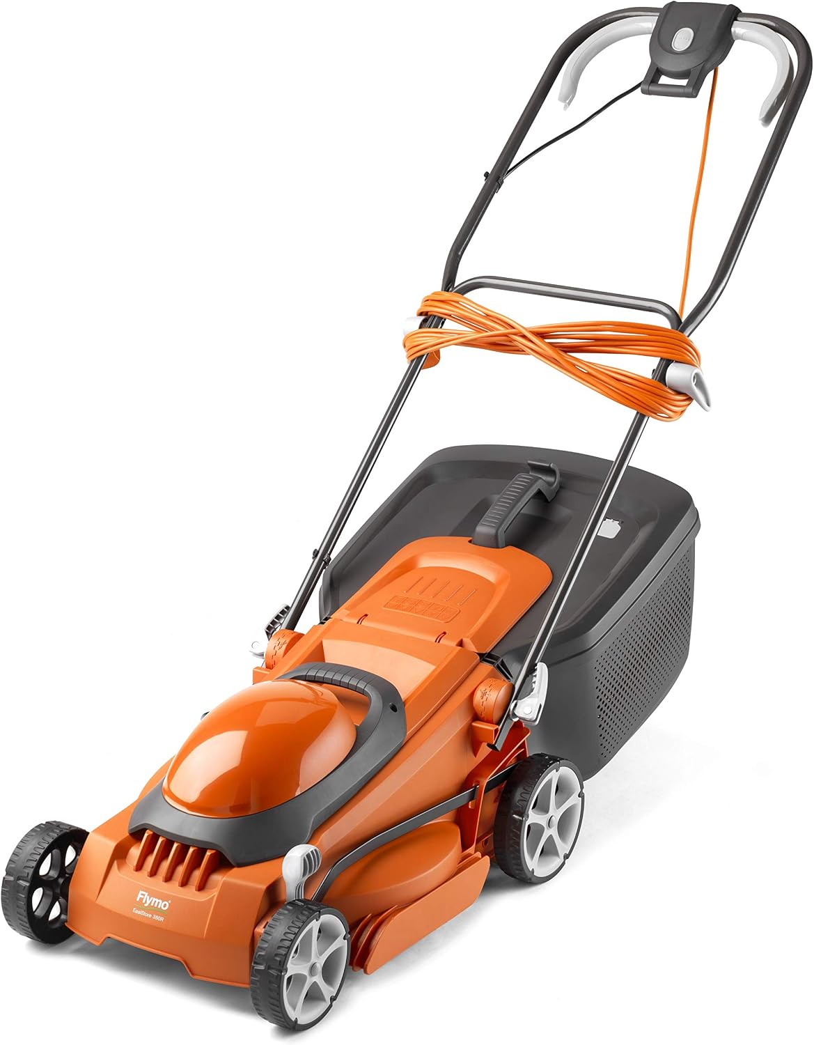 Tondeuse Flymo 380R, 38 cm, 1600 W, 60 mm, Largeur de Coupe 38 cm, bac à Gazon de 45 litres, Coupe à Bord fermé, Rouleau arrière, Hauteur Centrale