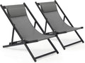 Mondeer Bain de soleil, Lot de 2 chaises Longues Pliantes avec Appui-tête et Dossier réglable pour Jardin, 95 cm, 130 kg, 128 × 58 × 7 cm