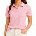 Polo femme taille S rose en maille piquée à manches courtes style classique