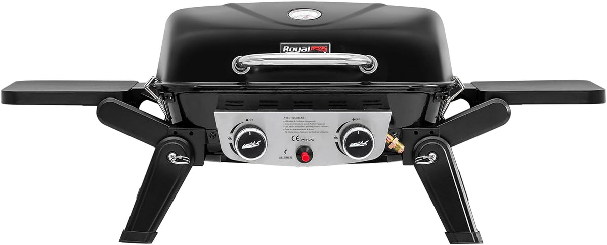 Royal Gourmet Barbecue, pliable, acier inoxydable, 48 × 37 cm, Adapté pour Camping, 40, 4 × 11, 8 cm, 5kW, 2 Brûleurs, 2, 5 kW, 3Zone, portable