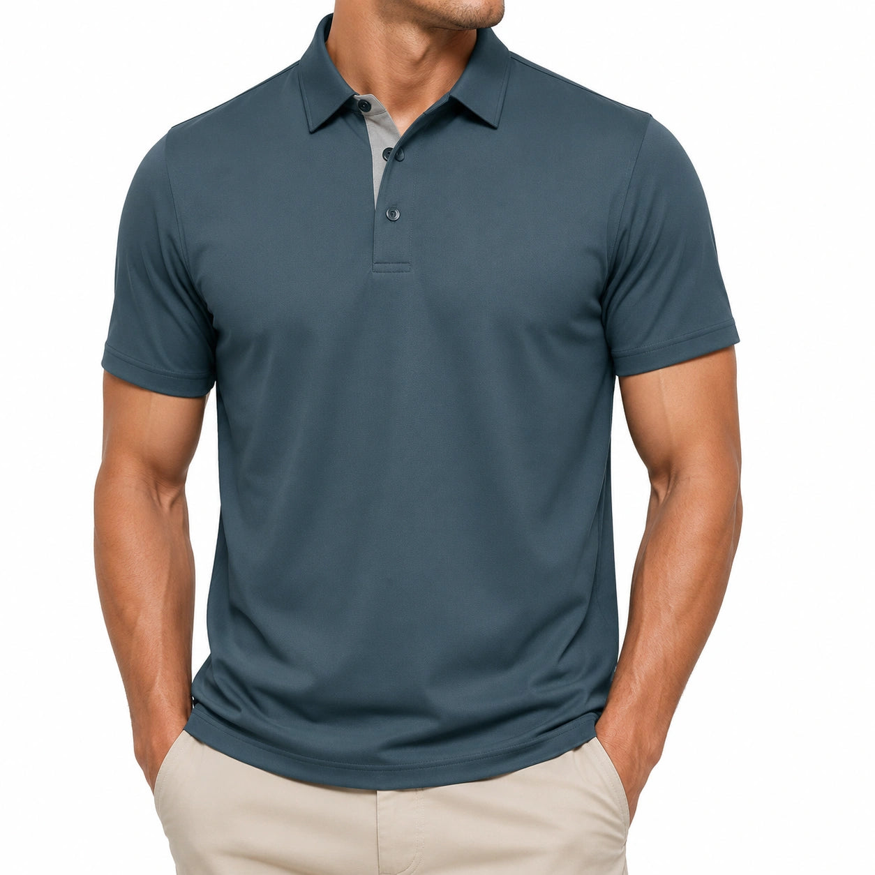 Polo homme taille M bleu pétrole à manches courtes col classique