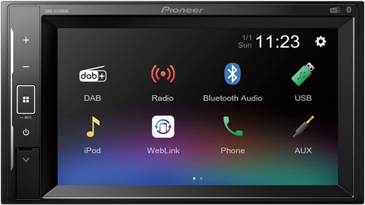 Autoradio, Bluetooth, 6, 2 pouces, PIONEER, DMH-A240DAB, format 2 DIN, Ecran tactile 6, 2', USB, radios FM/DAB+, Entrée caméra de recul