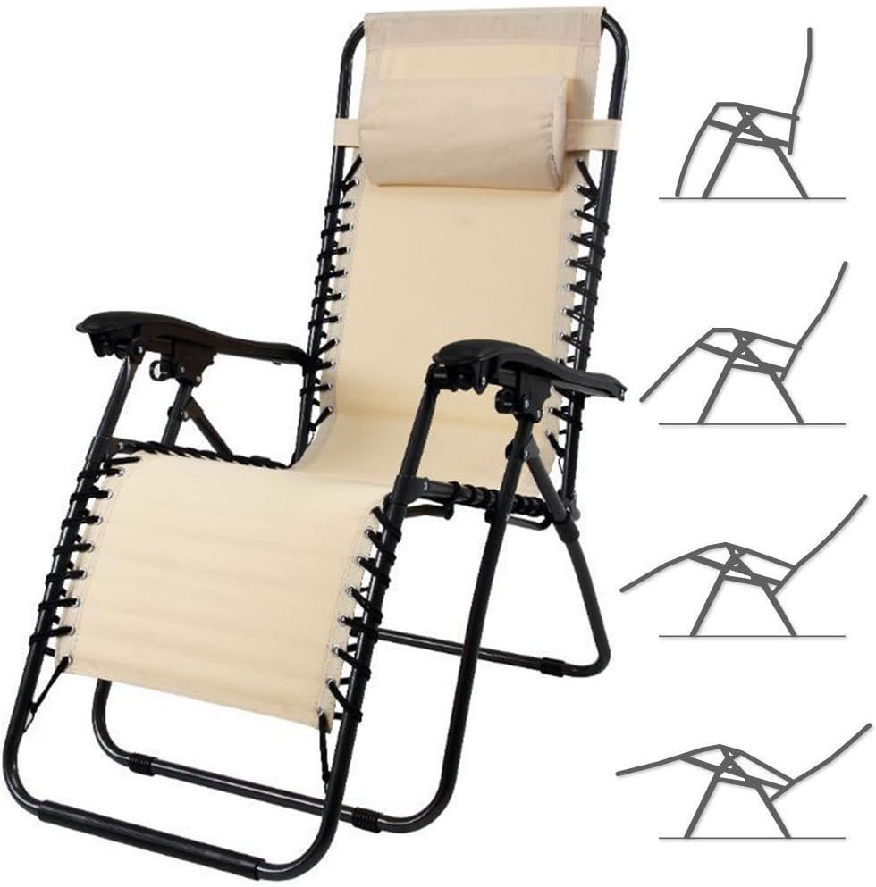 BAKAJI Bain de soleil, 2830486, réglable, Chaise Longue, Beige