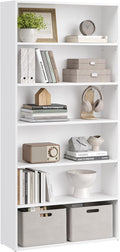 Bibliothèque, réglable, 6 Niveaux, VASAGLE, 24 × 80 × 160, 7 cm, 3 cm, 12 mm, Étagère sur 6 Niveaux, pose libre, Meuble de Rangement Ouvert
