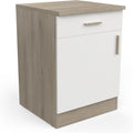 Demeyere Rangement sur pied, Meuble De Cuisine Bas Modulable avec Plan de Travail 1 Tiroir 1 Porte, 60 × 60 × 85 cm, 25 mm, 60 cm