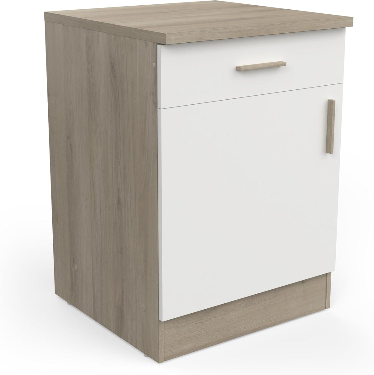 Demeyere Rangement sur pied, Meuble De Cuisine Bas Modulable avec Plan de Travail 1 Tiroir 1 Porte, 60 × 60 × 85 cm, 25 mm, 60 cm