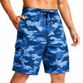 Short de bain homme L bleu camouflage à cordon de serrage avec poches