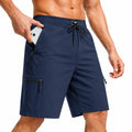 Short de bain homme L bleu marine en tissu synthétique à poches zippées