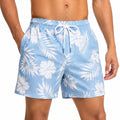 Short de bain homme M bleu clair à motif floral avec taille ajustable