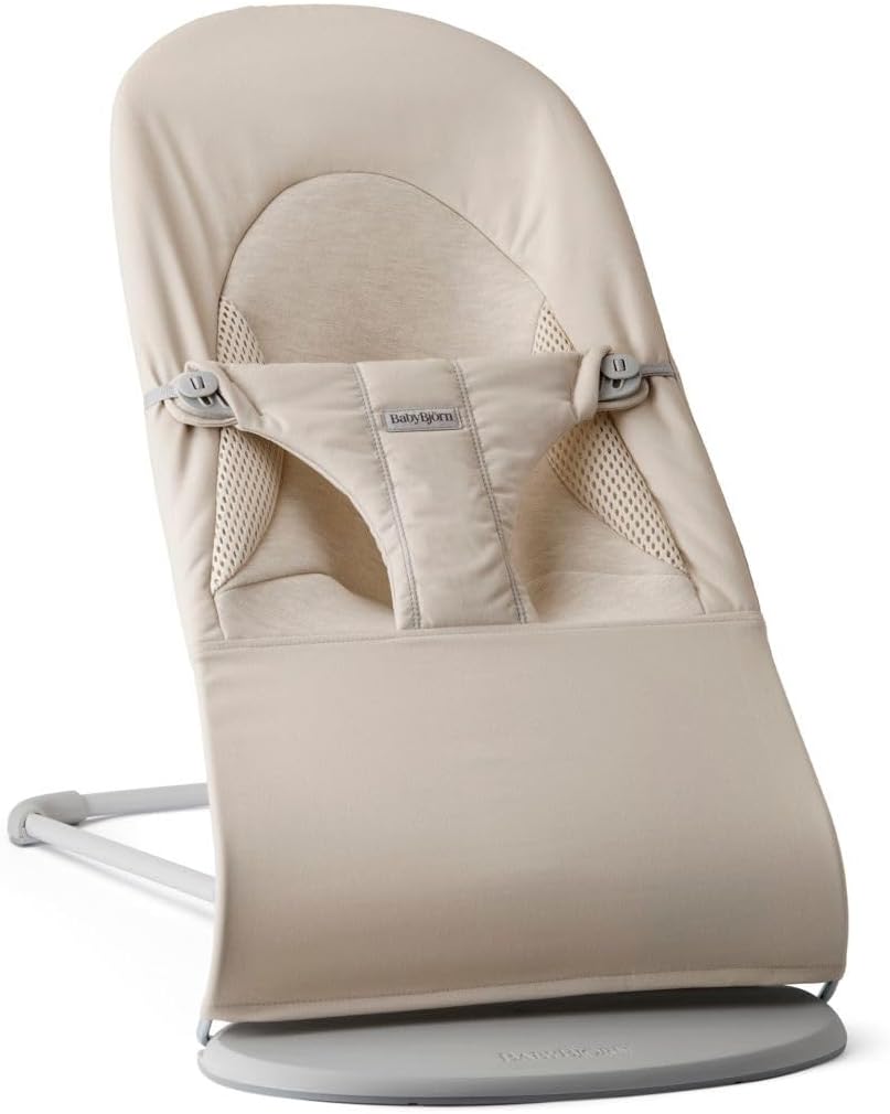 BabyBjörn Transat et balancelles, réglable, 53 cm, 13kg, Transat Bliss, Tissé/Jersey, Tri-Fabric, Beige clair