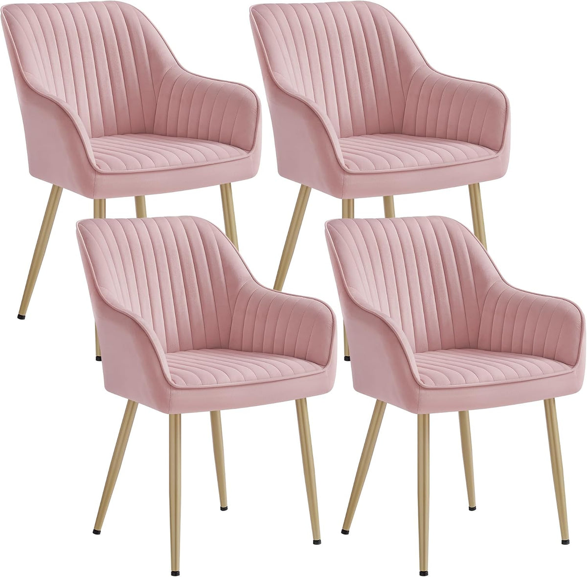 Chaise, 7 cm, réglable, SONGMICS, 49 cm, Lot de 4, Fauteuil en Velours, Rembourrée