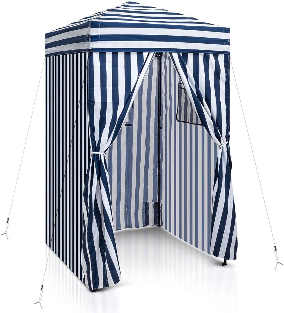 Tonnelle, réglable, 17 × 17 × 82 cm, verre, Cabane de confidentialité portable pour Piscine, EAGLE PEAK, 3 pouces, 1, 2 × 1, 2 m, Bleu/Blanc