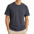 T-shirt homme L en tissu bleu marine à manches courtes coupe droite