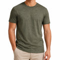 T-shirt homme taille M en tissu kaki chiné à col rond manches courtes style décontracté