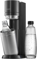 Machine à eau pétillante et sodas sodastream, 1 Bouteille + 1 Verre, 60L, DUO Machine à Soda, Noire