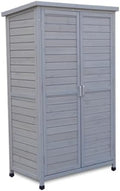 Banc, abri de Jardin en Bois avec Doubles Portes verrouillables et Toit en appentis, réglable, Armoire de Rangement Verticale