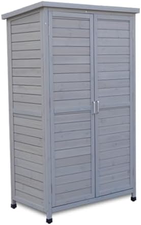 Banc, abri de Jardin en Bois avec Doubles Portes verrouillables et Toit en appentis, réglable, Armoire de Rangement Verticale