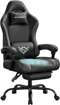 Chaise, Ergonomique avec Repose-Pieds, 53 cm, Fauteuil de Bureau en Cuir PU, SONGMICS, 130 cm, OBG091BH01, Inclinable à 135°, 120-130, Noir et Gris