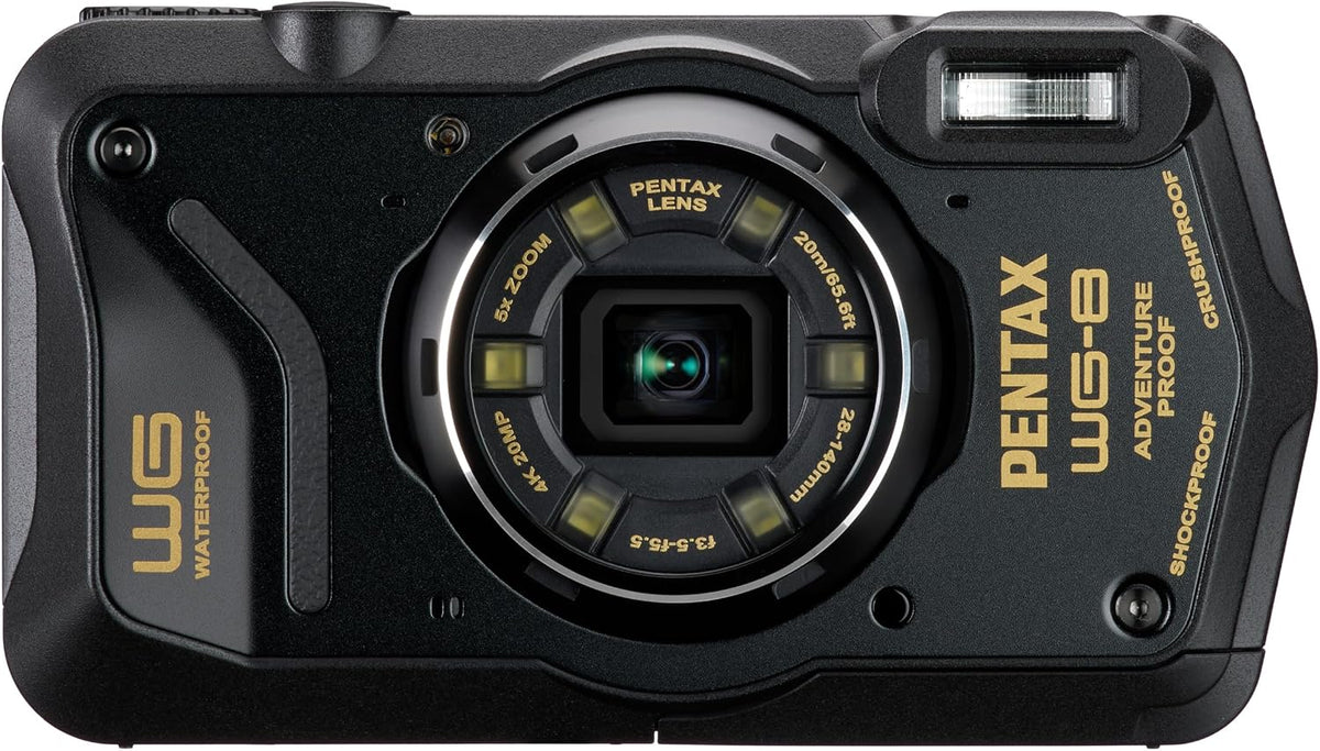 Pentax Photo et caméscope, WG-8 Appareil Photo d'aventure Toutes Saisons avec étanchéité, 28 mm, 3 pouces, 10 °C, éclairage LED, aux Chocs