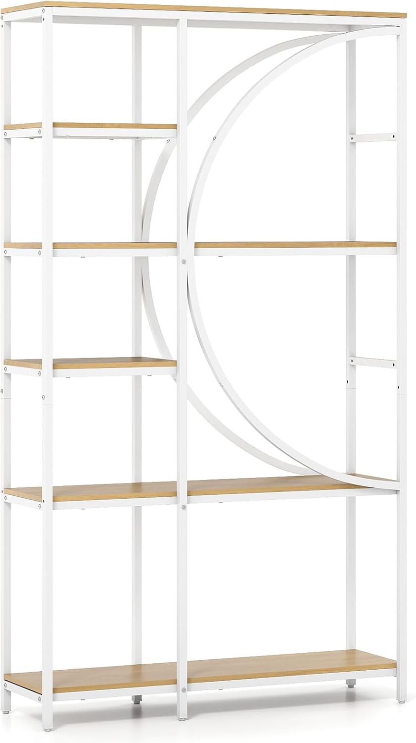 SFAREST Bibliothèque, réglable, 177 cm, 6 niveaux, 175/177 cm, 6 étagères, grande largeur avec compartiments ouverts