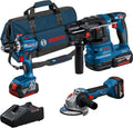 Perceuse Bosch Professional 18V-45 18V-22, 18V System combo-kit sans-fil: GSB 18V-45 + GBH 18V-22 + GWS 18V-8, 1 900 tr/min, 13 mm, 4.0Ah