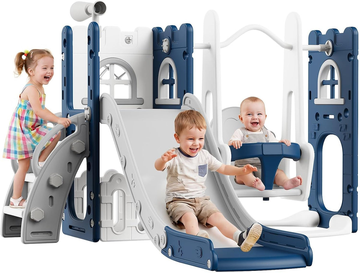 Toboggan, Structure d'escalade 7 en 1 pour Les Tout-Petits à, 6, 5 cm, IdealHouse, balançoire