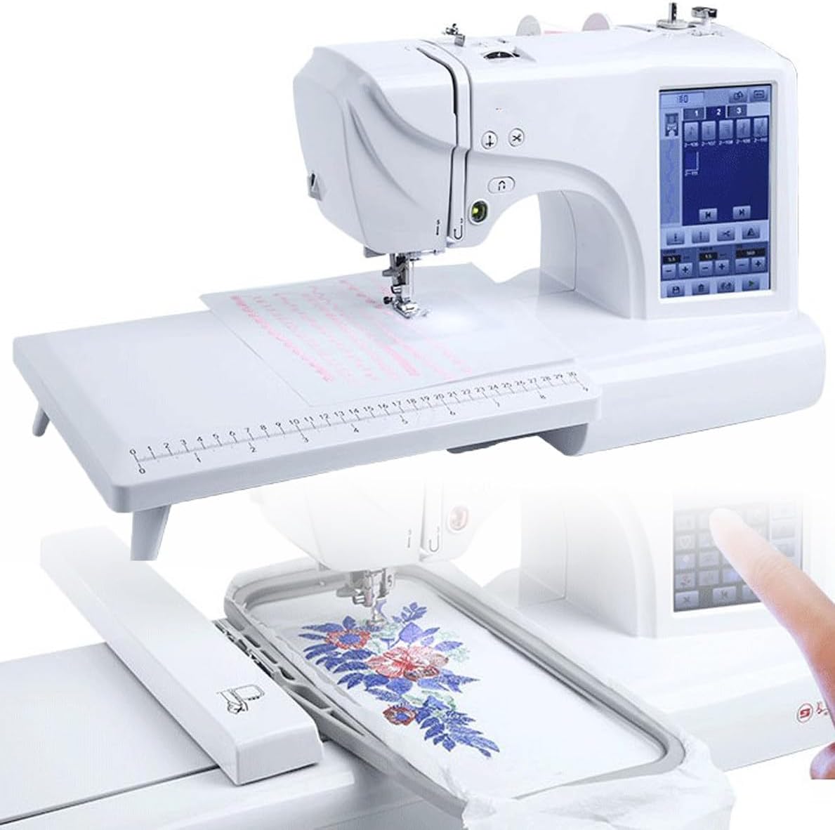 KSWBD Machine à broder, 7 pouces, 45W, 100V, 240V, 210 Lettres Intégrées Et 30 Bordures De Motif, commande tactile