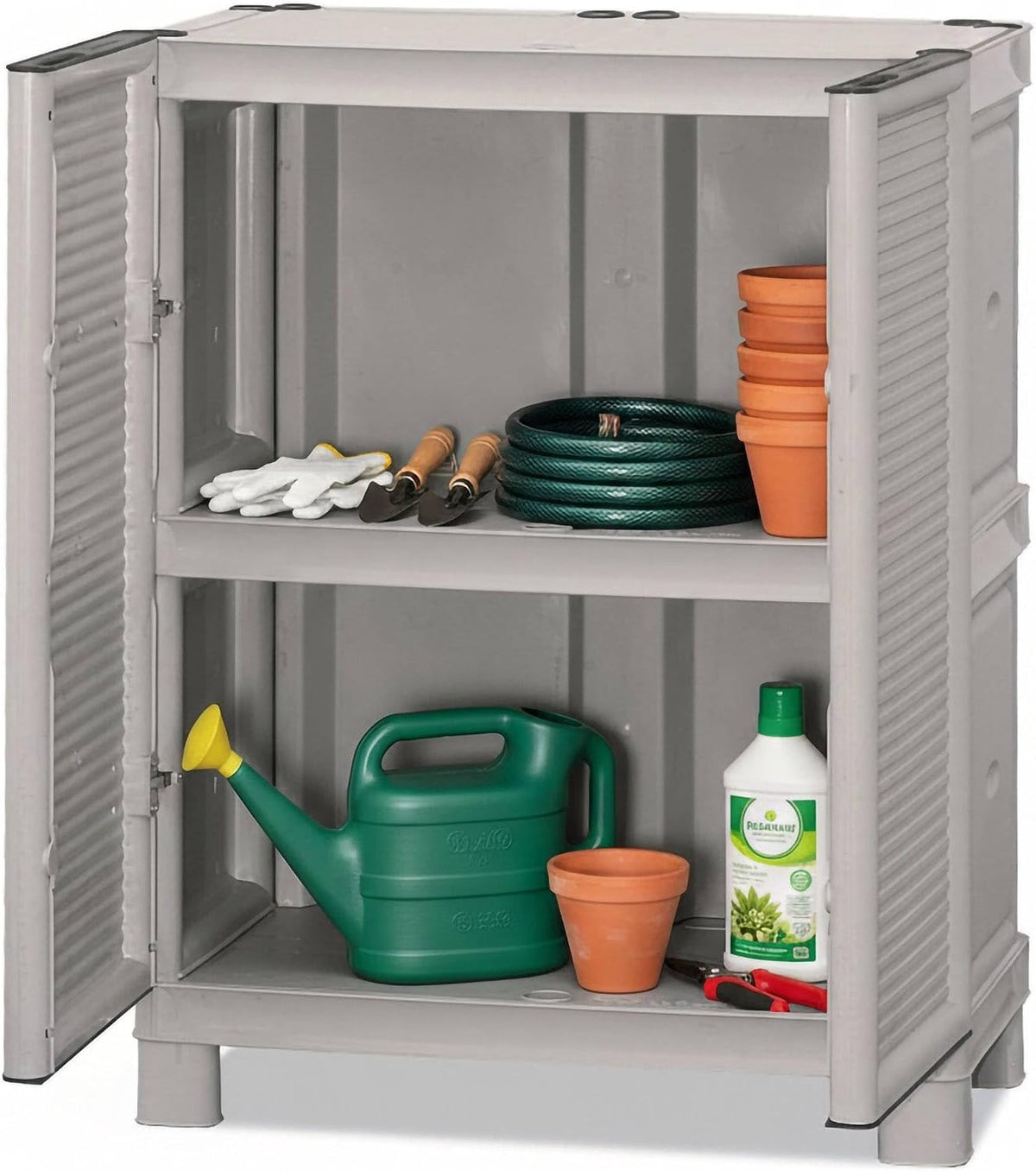 Coffre de rangement, Armoire d'extérieur Waremme, 70 × 39 × 92 cm, Dmora, 70 cm, 39 cm, 100% Made in Italy, Gris Clair, Mobilier d'extérieur