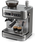 PHILIPS 250g Machine à café, 58 mm, acier inoxydable, 450 ml, 15 niveaux, bac à grains 250g, Machine à expresso semi-automatique Barista Brew
