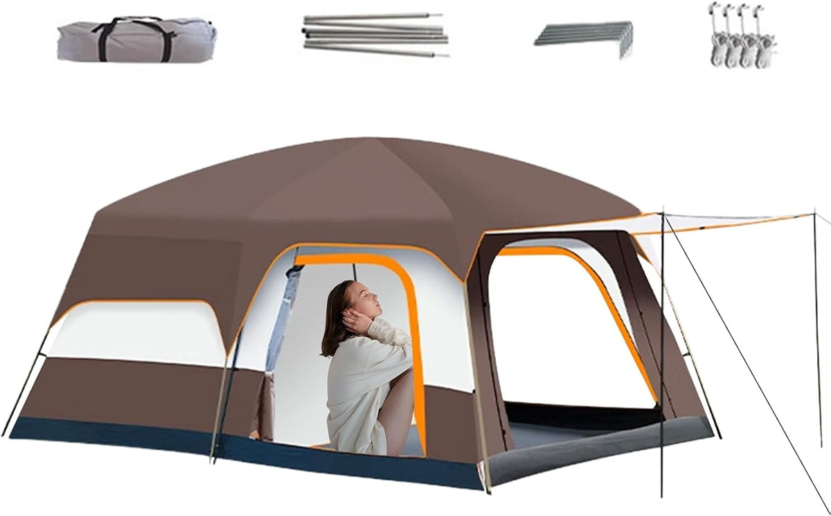 Tente chapiteau, Tente familiale pour camping, Zqkimzi, Grande tente cabine multi-pièces, portable