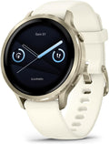 Montre connectées, acier inoxydable, éclairage LED, 41mm, Garmin, Venu 4, Montre GPS connectée sport & santé AMOLED, Ivoire