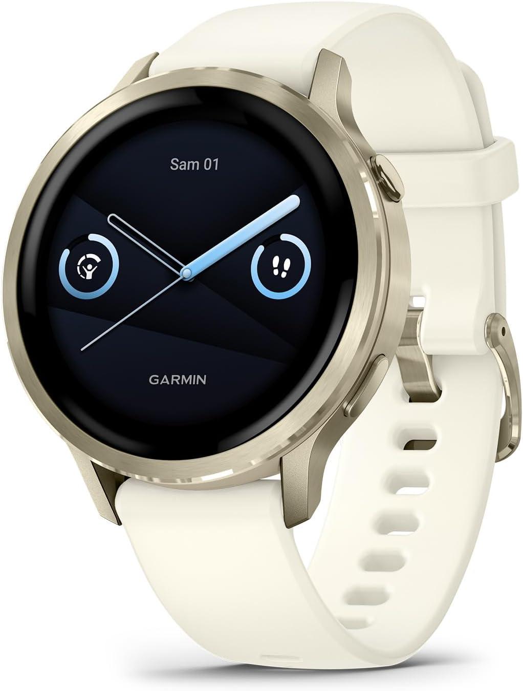 Montre connectées, acier inoxydable, éclairage LED, 41mm, Garmin, Venu 4, Montre GPS connectée sport & santé AMOLED, Ivoire