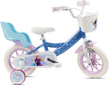 Vélo ATLAS VTT, 12 pouces, Vélo 12' Reine des Neiges/Frozen de Disney équipé de 1 Frein, Panier Avant, Porte poupée arrière