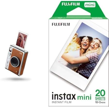 Appareil photo instantanés, Mini Evo Marron Appareil Photo et imprimante avec écran LCD de 2, 7 Pouces & Fujifilm, Twin Films pour Mini, instax