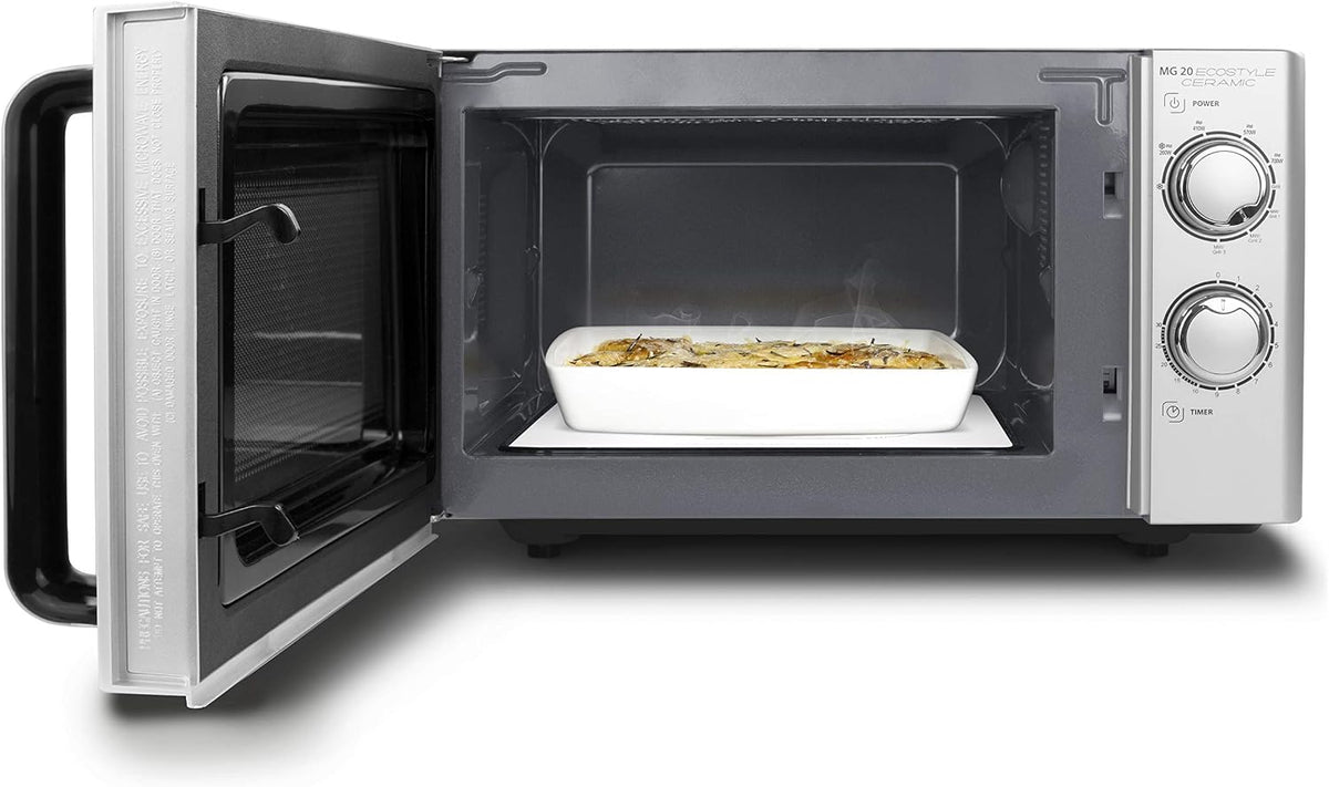 Caso Four micro-ondes, MG 20 Ecostyle Ceramic Micro-ondes design avec gril, verre, 20 l, 28, 6 × 29, 2 × 18, 8 cm, 700 W, 1000 W, minuterie