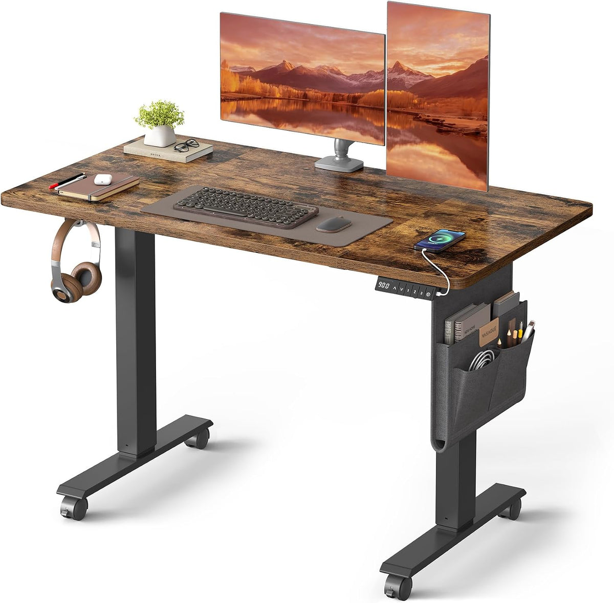 Poste de travail informatiques, Bureau Électrique Réglable en Hauteur, 120 cm, VASAGLE, 72-120, Fonction Mémoire 4 Hauteurs, Bureau Assis-Debout