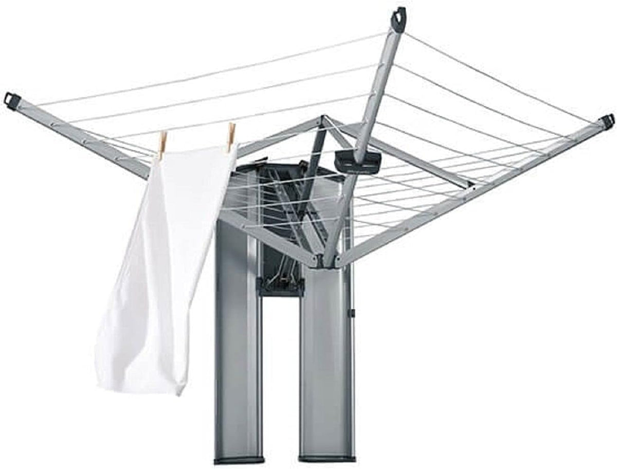 Sèche-linge, pliable, 120 cm, Brabantia, 184 × 182cm, Étendoir Mural Pliable, WallFix, Argent