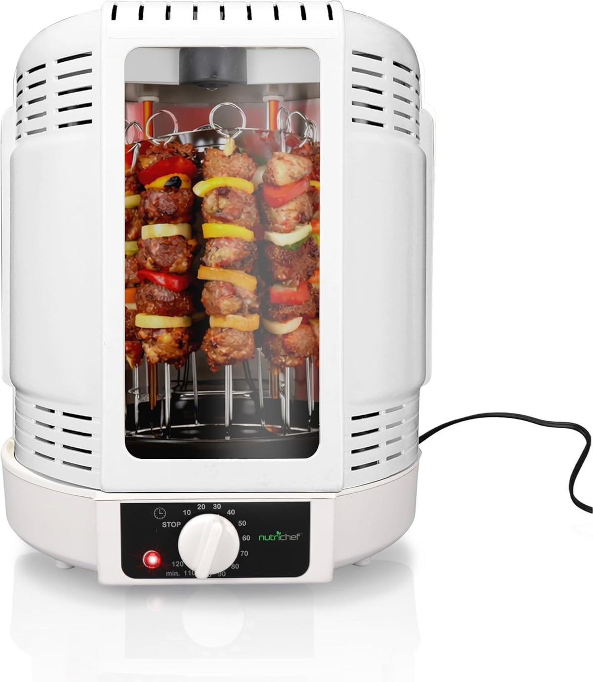 Nutrichef Rôtissoire électrique, 700 W, réglable, Airfryer Électrique avec Broche Rotative, Gril Vertical à Rôtissoire