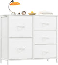 Commode, 5 tiroirs, réglable, Somdot, blanc