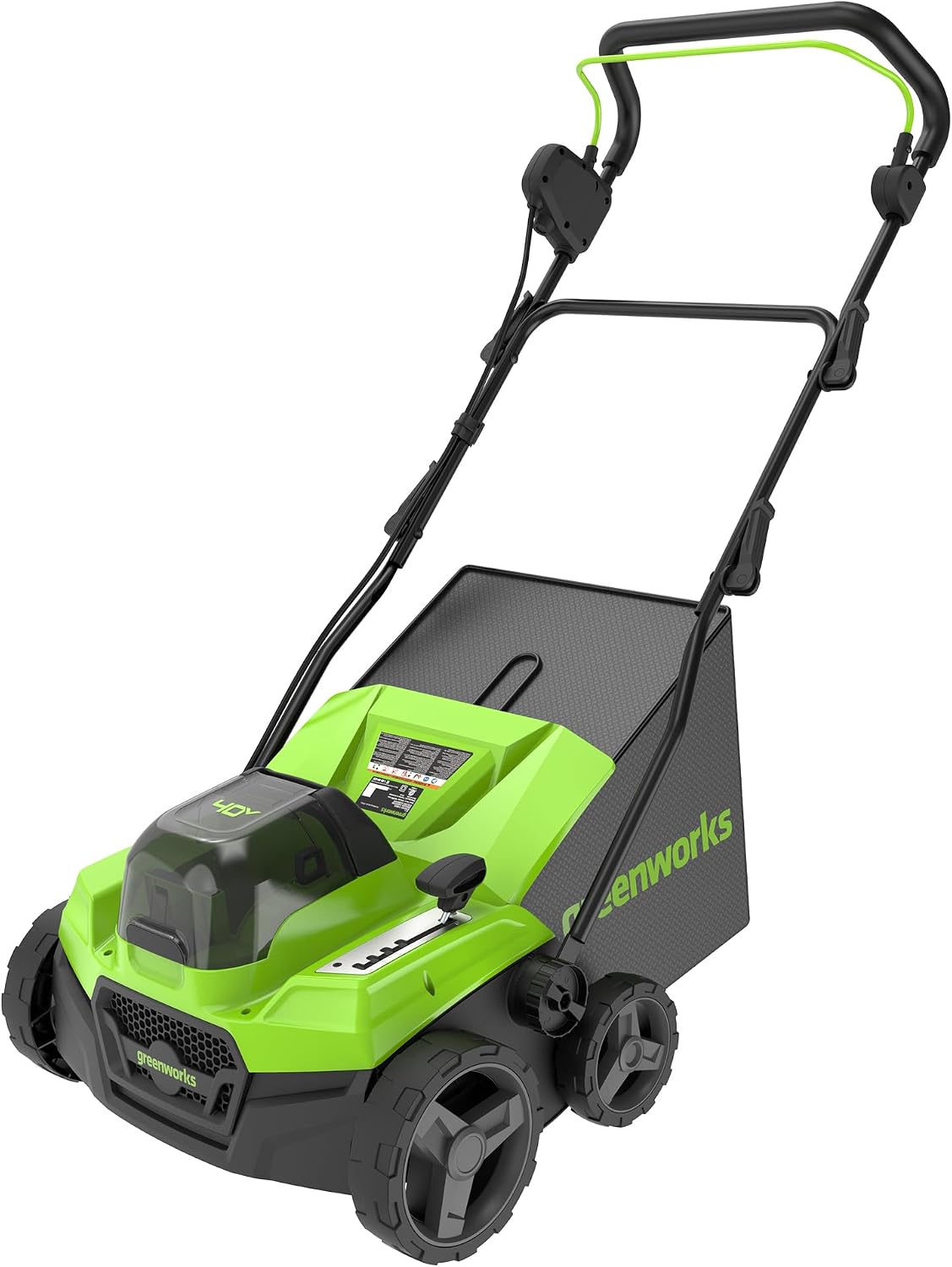 Scarificateur, 3100 tr/min, SANS batterie 40V ni Chargeur, Greenworks, 38 cm, 45 L, 40 V, Largeur Travail 38 cm, GD40SC38II, 45L, 2Ah, 4Ah