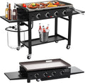 BBQCuker Barbecue à gaz, 60 000 BTU avec tables latérales amovibles, grille extérieure portable pour camping, 91, 4 cm, 15 000 BTU, 4 brûleurs