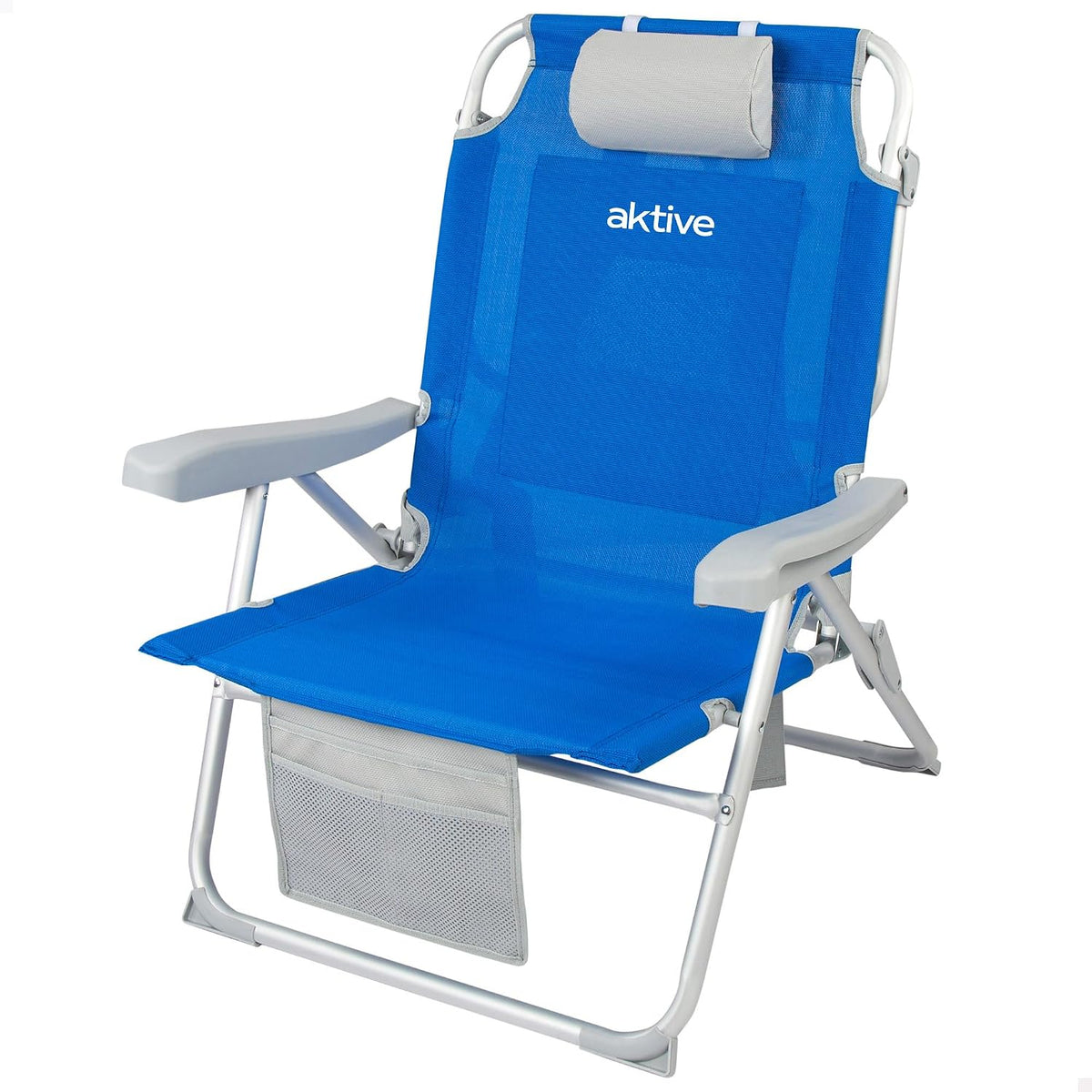 Chaise, 1 Poche, pliable, AKTIVE, 1 Sac Zippé et des Butées Anti-Roulement, réglable, portable, Assise et Hauteur XXL, Comprend Un Coussin