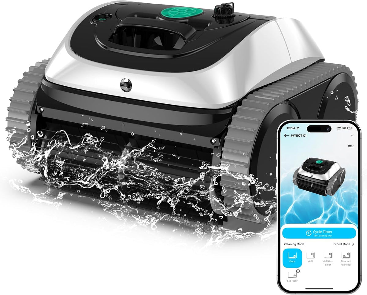 WYBOT Robot de piscine, 4 modes, éclairage LED, 150min 150m2, 150m2 Fond, Parois, Ligne d'eau